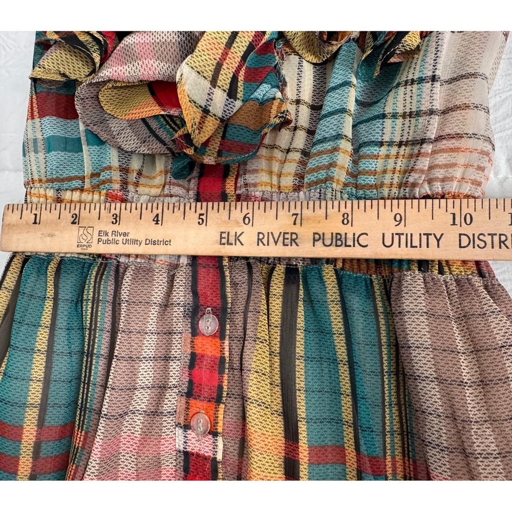 Twenty One Plaid Ruffle Mini Dress Small Multicolor Tartan Button Front Fancy - Picture 7 of 8